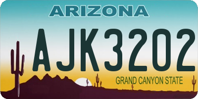 AZ license plate AJK3202