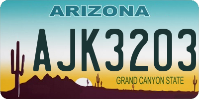AZ license plate AJK3203