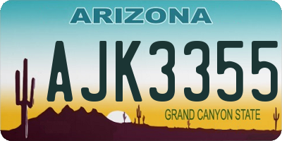 AZ license plate AJK3355