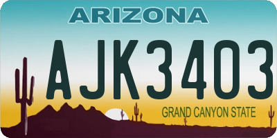 AZ license plate AJK3403