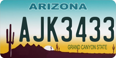 AZ license plate AJK3433