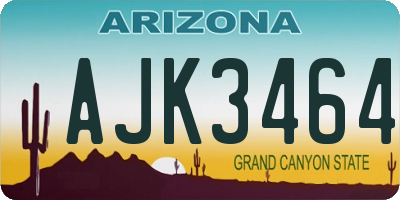 AZ license plate AJK3464