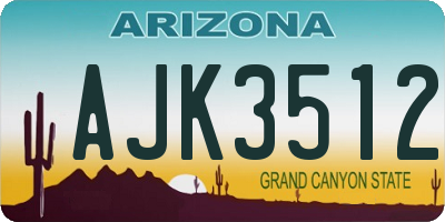 AZ license plate AJK3512