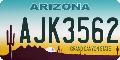 AZ license plate AJK3562