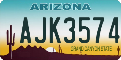 AZ license plate AJK3574