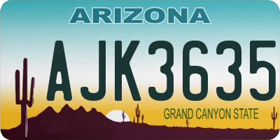 AZ license plate AJK3635