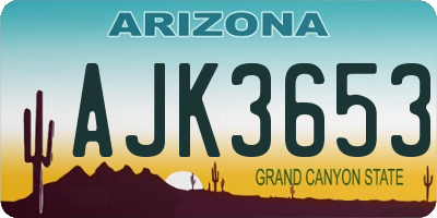 AZ license plate AJK3653