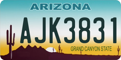 AZ license plate AJK3831