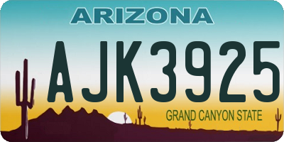 AZ license plate AJK3925