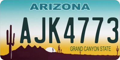 AZ license plate AJK4773