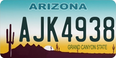 AZ license plate AJK4938