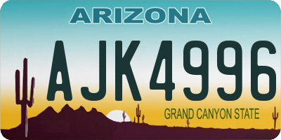 AZ license plate AJK4996