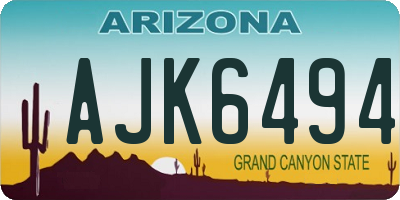 AZ license plate AJK6494