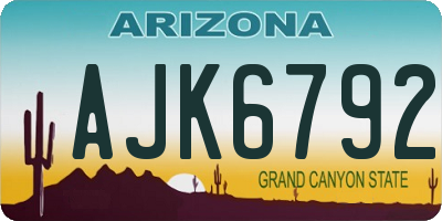 AZ license plate AJK6792