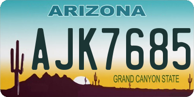 AZ license plate AJK7685