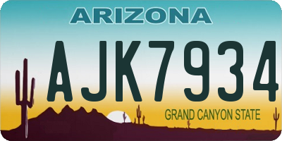 AZ license plate AJK7934