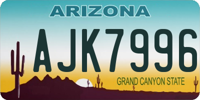 AZ license plate AJK7996