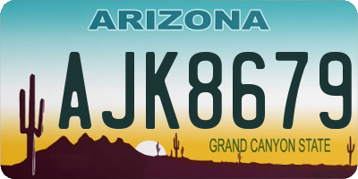 AZ license plate AJK8679
