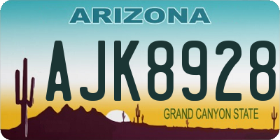 AZ license plate AJK8928