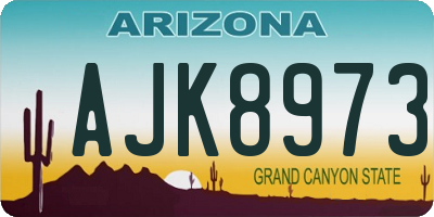 AZ license plate AJK8973