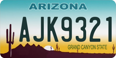 AZ license plate AJK9321