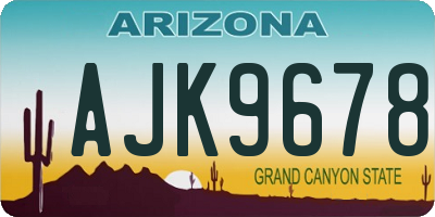 AZ license plate AJK9678