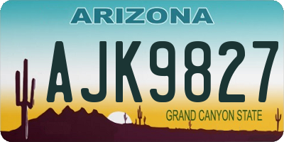 AZ license plate AJK9827