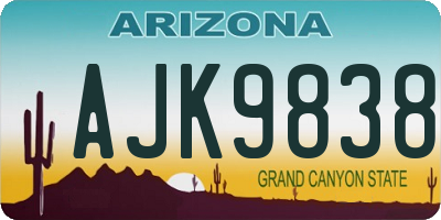 AZ license plate AJK9838