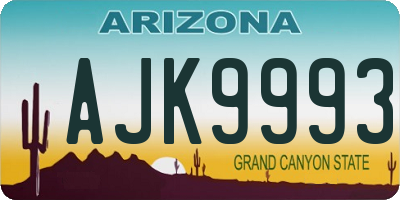 AZ license plate AJK9993