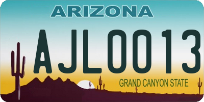 AZ license plate AJL0013