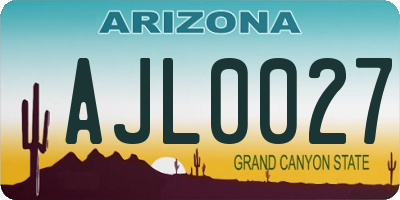AZ license plate AJL0027