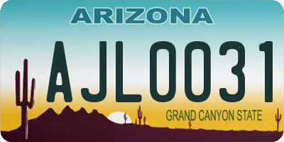 AZ license plate AJL0031