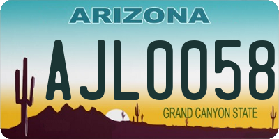 AZ license plate AJL0058