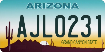 AZ license plate AJL0231