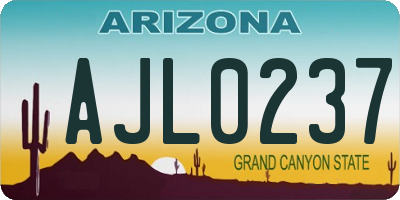 AZ license plate AJL0237