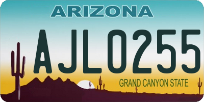 AZ license plate AJL0255