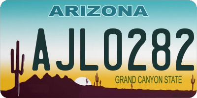 AZ license plate AJL0282