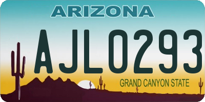 AZ license plate AJL0293