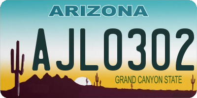 AZ license plate AJL0302