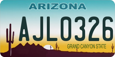 AZ license plate AJL0326