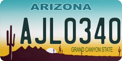 AZ license plate AJL0340