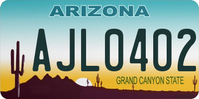AZ license plate AJL0402