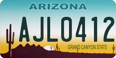 AZ license plate AJL0412