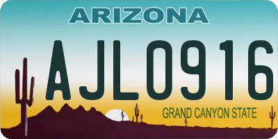 AZ license plate AJL0916