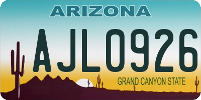 AZ license plate AJL0926