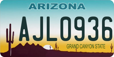 AZ license plate AJL0936