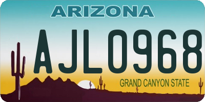 AZ license plate AJL0968