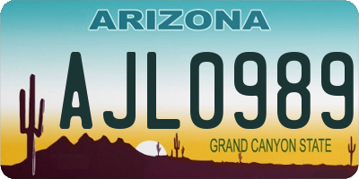 AZ license plate AJL0989