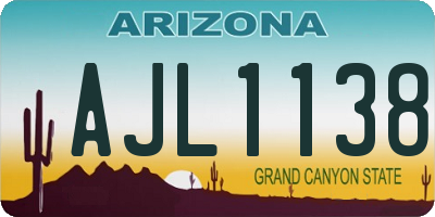 AZ license plate AJL1138