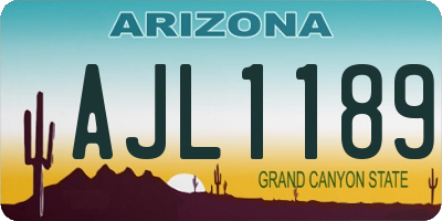 AZ license plate AJL1189